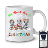 Personalized We Woof You A Merry Christmas; Lovely Plaid Dalmatians Custom Name T-Shirt