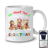 Personalized We Woof You A Merry Christmas; Lovely Plaid Golden Retrievers Custom Name T-Shirt