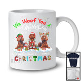 Personalized We Woof You A Merry Christmas; Lovely Plaid Irish Setters Custom Name T-Shirt