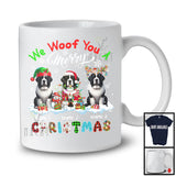 Personalized We Woof You A Merry Christmas; Lovely Plaid Landseers Custom Name T-Shirt