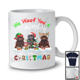 Personalized We Woof You A Merry Christmas; Lovely Plaid Newfoundlands Custom Name T-Shirt