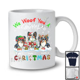 Personalized We Woof You A Merry Christmas; Lovely Plaid Papillons Custom Name T-Shirt