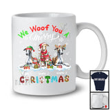 Personalized We Woof You A Merry Christmas; Lovely Plaid Whippets Custom Name T-Shirt