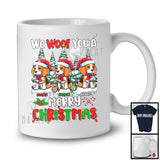 Personalized We Woof You A Merry Christmas; Lovely Three Santa Beagles; X-mas Tree T-Shirt