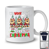 Personalized We Woof You A Merry Christmas; Lovely Three Santa Chow Chows; X-mas Tree T-Shirt