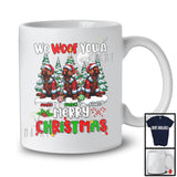 Personalized We Woof You A Merry Christmas; Lovely Three Santa Irish Setters; X-mas Tree T-Shirt