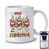 Personalized We Woof You A Merry Christmas; Lovely Three Santa Pekingeses; X-mas Tree T-Shirt