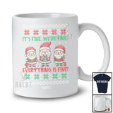 Personalized We're Fine Everything; Lovely Christmas Three Santa Sweater; Custom Name Teacher T-Shirt