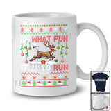 Personalized What Fun It Is To Run; Wonderful Christmas Sweater Reindeer; Custom Name Running Runner T-Shirt