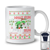 Personalized What Fun It Is To Run; Wonderful Christmas Sweater T-Rex; Custom Name Running Runner T-Shirt