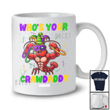 Personalized Who's Your CrawDaddy; Joyful Mardi Gras Custom Name Daddy; Muscle Crawfish T-Shirt