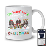 Personalized Woof You A Merry Christmas; Lovely Plaid English Springer Spaniels Custom Name T-Shirt