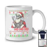 Personalized Yo Ho3; Awesome Christmas Sweater Santa Skeleton; Custom Name Family Group T-Shirt