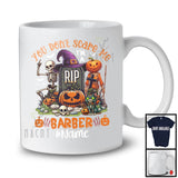 Personalized You Don't Scare Me I'm A Barber, Scary Halloween Skeleton Pumpkin, Careers T-Shirt