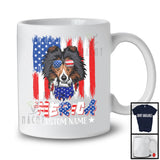 Personalized 'Merica, Proud 4th Of July Custom Name Shetland Sheepdog, USA Flag Patriotic T-Shirt