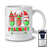 Pharmacy Squad; Cheerful Christmas Three Santa Elf Reindeer Pills; Nurse Pharmacist T-Shirt