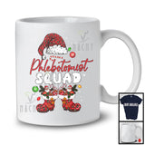 Phlebotomist Squad; Cheerful Christmas Leopard Santa Costume Snowing; Women Jobs Group T-Shirt