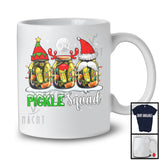 Pickle Squad; Amazing Christmas Three Santa Elf Reindeer Can Pickles; Adult X-mas Lights T-Shirt