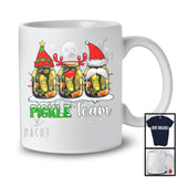 Pickle Team; Amazing Christmas Three Santa Elf Reindeer Can Pickles; Adult X-mas Lights T-Shirt