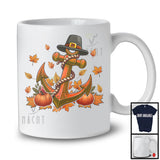 Pilgrim Anchor With Fall Leaves Pumpkins; Happy Thanksgiving Boat Cruise; Captain Sailing Pontoon T-Shirt