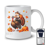 Pilgrim Hamster Riding Turkey; Humorous Thanksgiving Autumn Pumpkins Hamster Owner; Family T-Shirt