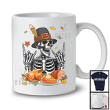 Pilgrim Skeleton With Pumpkin Turkey; Sarcastic Thanksgiving Dinner Skeleton; Fall Family T-Shirt