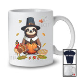 Pilgrim Sloth With Pumpkins Turkey, Awesome Thanksgiving Fall Leaves, Animal Lover T-Shirt