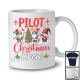 Pilot Christmas Crew; Adorable X-mas Tree Three Gnomes; Snowing Pilot Group T-Shirt