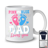 Pink or Blue Dad Loves You, Wonderful Father's Day Gender Reveal, Baby Footprints Family T-Shirt