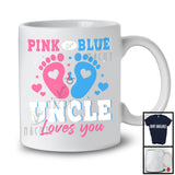 Pink or Blue Uncle Loves You, Wonderful Father's Day Gender Reveal, Baby Footprints Family T-Shirt