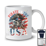 Pirate In The USA, Scary 4th Of July Independence Day American Flag Pirate, Patriotic Family T-Shirt