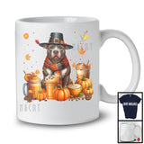 Pit Bull With Coffee Smoothie, Wonderful Thanksgiving Pumpkins Drinks Fall Leaves T-Shirt