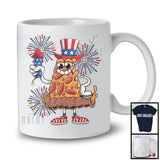 Pizza With Firecracker, Humorous 4th Of July American Flag Fireworks, Food Lover Patriotic T-Shirt