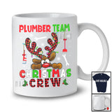 Plumber Team Christmas Crew; Fantastic X-mas Red Plaid Reindeer Face; Proud Careers Jobs T-Shirt