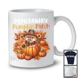 Pomeranian Pumpkin Patch; Lovely Thanksgiving Pomeranian In Pumpkin; Fall Leaves Flowers T-Shirt