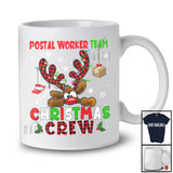 Postal Worker Team Christmas Crew; Fantastic X-mas Red Plaid Reindeer Face; Proud Careers Jobs T-Shirt