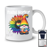 Postal Worker, Adorable LGBTQ Pride Rainbow Sunflower Gnome, Gay Flag Careers Group  T-Shirt