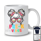 Pre-K Vibes, Adorable Back To School Messy Bun Hair Girl Sunglasses, Students Group T-Shirt