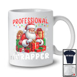 Professional Wrapper; Lovely Christmas Snowing Santa Wrap Box Presents; X-mas Lights T-Shirt