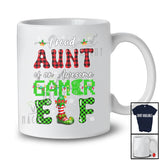 Proud Aunt Of An Awesome Gamer Elf; Wonderful Christmas Lights Mother's Day Plaid; Family T-Shirt