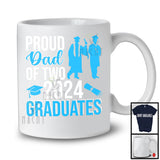 Proud Dad Of Two 2024 Graduates, Proud Father's Day Twins, Proud Graduate Graduation T-Shirt