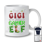 Proud Gigi Of An Awesome Gamer Elf; Wonderful Christmas Lights Mother's Day Plaid; Family T-Shirt