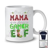 Proud Mama Of An Awesome Gamer Elf; Wonderful Christmas Lights Mother's Day Plaid; Family T-Shirt