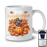 Pug Pumpkin Patch; Lovely Thanksgiving Pug In Pumpkin; Fall Leaves Flowers T-Shirt