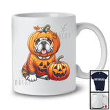 Pumpkin Bulldog; Adorable Halloween Costume Pumpkin; Dog Owner Family T-Shirt