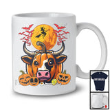 Pumpkin Cow Face, Scary Halloween Costume Cow Lover, Farm Animal Farmer Group T-Shirt