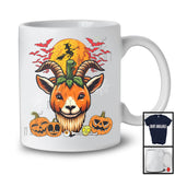 Pumpkin Goat Face, Scary Halloween Costume Goat Lover, Farm Animal Farmer Group T-Shirt