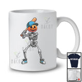 Pumpkin Skeleton Playing Baseball; Amazing Halloween Costume Pumpkin Player; Sport Team T-Shirt