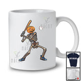 Pumpkin Skeleton Playing Baseball; Creepy Halloween Costume Sport Player Team; Family Group T-Shirt