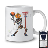 Pumpkin Skeleton Playing Basketball; Creepy Halloween Costume Sport Player Team; Family Group T-Shirt